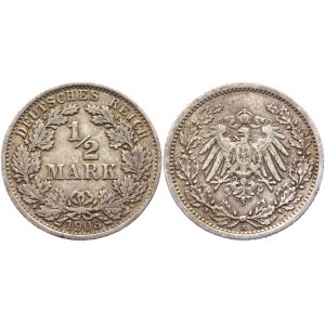 Germany - Empire 1/2 Mark 1908 A