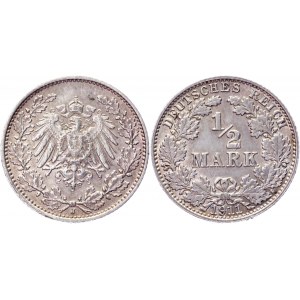 Germany - Empire 1/2 Mark 1911 J