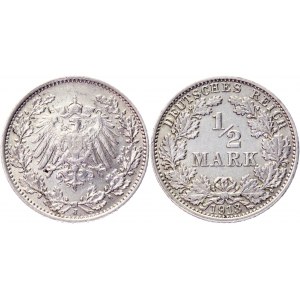 Germany - Empire 1/2 Mark 1913 J