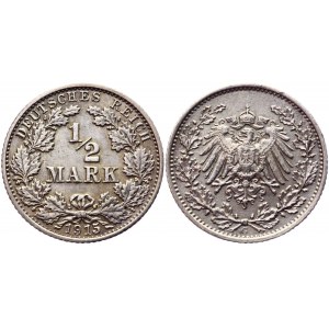 Germany - Empire 1/2 Mark 1915 G