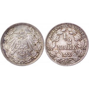 Germany - Empire 1/2 Mark 1918 D