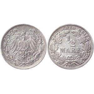 Germany - Empire 1/2 Mark 1918 J