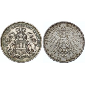 Germany - Empire Hamburg 3 Mark 1912 J