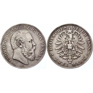 Germany - Empire Hesse-Darmstadt 2 Mark 1888 A Collectors Copy
