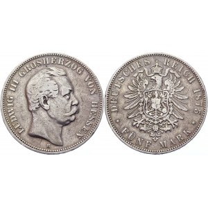 Germany - Empire Hesse-Darmstadt 5 Mark 1875 H