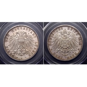 Germany - Empire Lubeck 3 Mark 1913 A PCGS PF64CAM