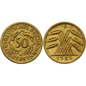Germany - Weimar Republic 50 Reichspfennig 1925 E Rare