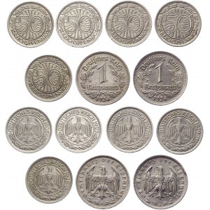 Germany - Weimar Republic & Third Reich Lot of 7 Coins 1927 - 1937