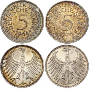Germany - FRG 2 x 5 Mark 1964 & 1970 G, F