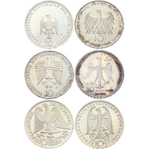 Germany - FRG 6 x 10 Mark 1987 - 1995