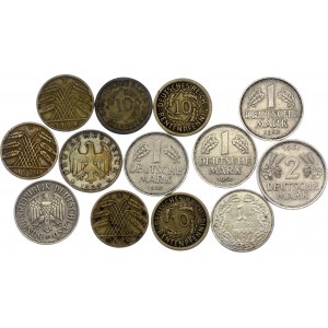 Germany Lot of 13 Coins 1924 - 1951