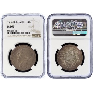 Bulgaria 100 Leva 1934 NGC MS62
