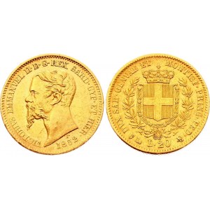 Italian States Sardinia 20 Lire 1852 F//P