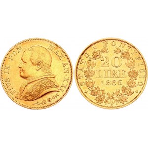 Italian States Vatican 20 Lire 1866 - XXI R