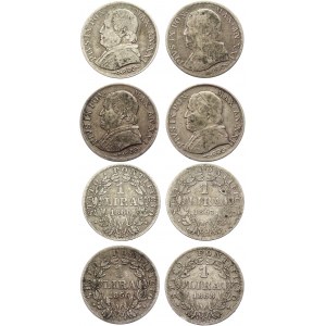 Italian States Vatican 4 x 1 Lira 1866 - 1868 R