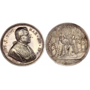 Italian States Pius X Blessings of the French Bishops Silver Medal 1907 (Anno IV)