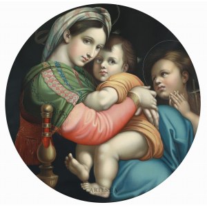 Wytwórnia nieokreślona, XIX/XX w., Tondo - Madonna della seggiola, wg obrazu Rafaela Santi (1483-1520)