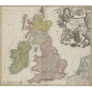 Johann Baptist Homann (1664-1724), Mapa Wielkiej Brytanii (Magna Britannia…), Norymberga, 1712