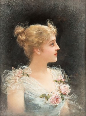 Emile Eisman-Semenowsky (1857 Polska – 1911 Paryż ?), Portret młodej kobiety, 1892 r.