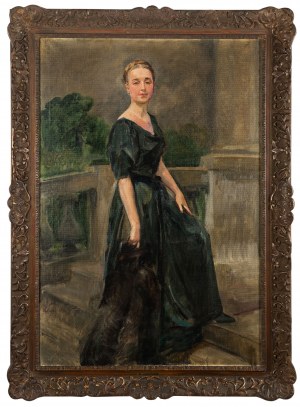 Wojciech Kossak (1856 Paryż - 1942 Kraków), Portret damy na schodach