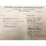 Związek Polskich Artystów Plastyków - autografy ( Cybis, Fedkowicz, Gotlib i inni ) - Kraków 1932r