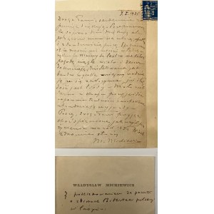 Letter from Maria Mickiewicz and business card of Wladyslaw Mickiewicz