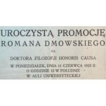 Zaproszenie na uroczystą promocję Romana Dmowskiego