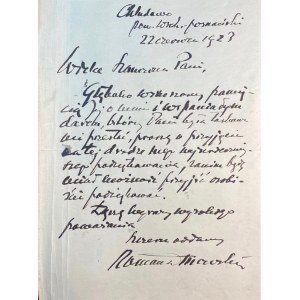 DMOWSKI Roman(1864-1939)- list do Marii Paruszewskiej