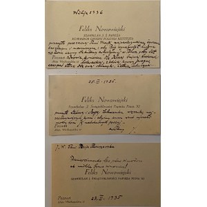 Feliks Nowowiejski(1877-1946)- zestaw 3 wizytówek