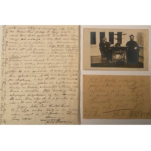 Zestaw list i karta pocztowa Feliksa Nowowiejskiego oraz zdjęcie Ludomira Różyckiego