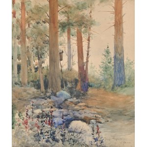 Józef RAPACKI (1871-1929), Pejzaż leśny z kapliczką (1893)