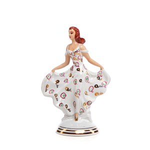 Figurka Tancerka przytrzymująca falującą suknię - Wytwórnia Wyrobów Ceramicznych „Steatyt”