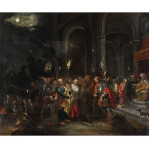 THE HOLENDER PREMBRANDTIST, JESUS BEFORE THE PILATE AND THE SURVIVAL OF HOLY PIRATE, ca. 1620
