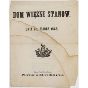 Maciej HELD, DOM WIĘŹNI STANÓW, dnia 20 marca 1848. Lwów, Wiosna ludów