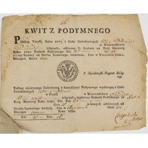 DWA KWITY Z PODDYMNEGO I DWA ODCINKI WPŁATY, 1790