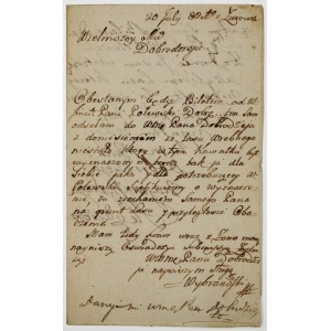 LIST WYBRANOWSKIEGO DO KĘDZIERSKIEGO, Żurów, 22.07.1822