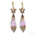 A pair of amethyst drop earrings, late 19th/early 20th century