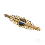 A Greek key decorated bar brooch, 19th century