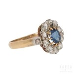 A sapphire and diamond cluster ring, late 19th/early 20th century