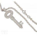 A diamond paved key shaped pendant with chain necklace, by Theo Fennell, London 2001