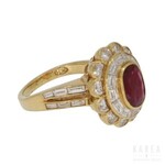 A ruby and diamond cluster ring, contemporary