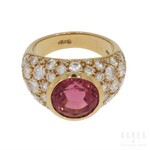 A tourmaline set and diamond paved ring, contemporary