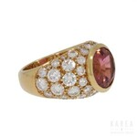 A tourmaline set and diamond paved ring, contemporary