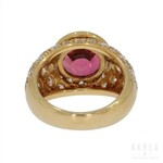 A tourmaline set and diamond paved ring, contemporary