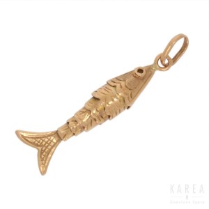 A pendant/charm modelled as an articulated fish, France, 20th century
