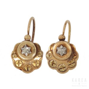 A pair of Victorian/Biedermeier style earrings, France, late 19th century
