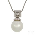 A pearl and diamond set necklace, contemporary