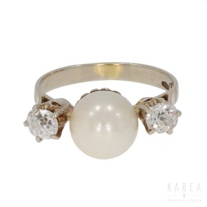 A pearl and diamond ring, early 20th century