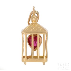 A pendant/charm modelled as a bird cage, 20th century
