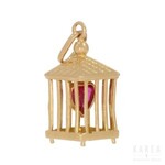 A pendant/charm modelled as a bird cage, 20th century